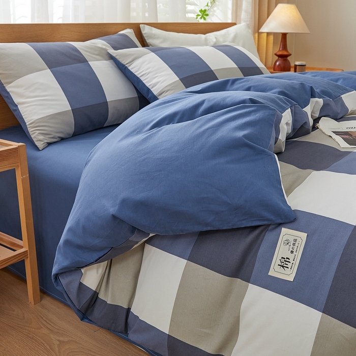 91家纺网 家纺一手货源 找家纺 恋人优选 2026新款40支13070全棉纯棉四件套 兰大格