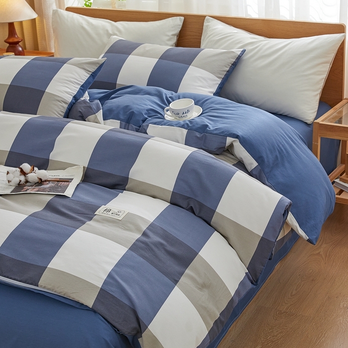 91家纺网 家纺一手货源 找家纺 恋人优选 2026新款40支13070全棉纯棉四件套 兰大格