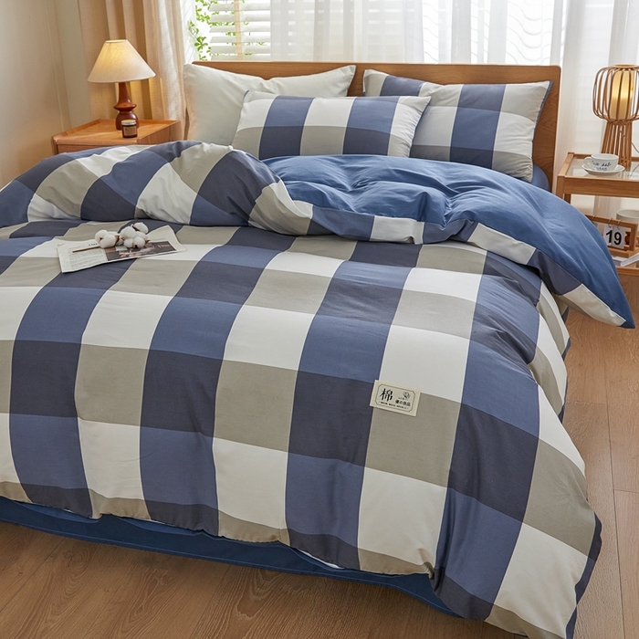 91家纺网 家纺一手货源 找家纺 恋人优选 2026新款40支13070全棉纯棉四件套 兰大格