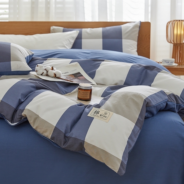 91家纺网 家纺一手货源 找家纺 恋人优选 2026新款40支13070全棉纯棉四件套 兰大格