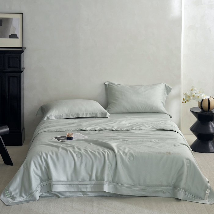 91家纺网 家纺一手货源 找家纺 丽笙被芯 2026春夏新款A类兰精天丝提花夏被夏凉被空调被（老款延续） 耳鱼青