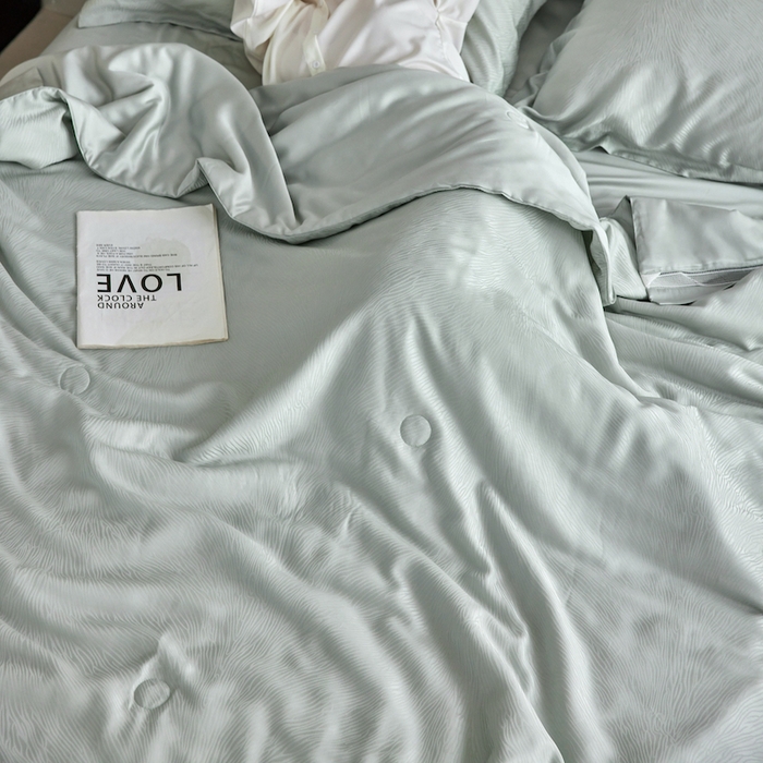 91家纺网 家纺一手货源 找家纺 丽笙被芯 2026春夏新款A类兰精天丝提花夏被夏凉被空调被（老款延续） 耳鱼青