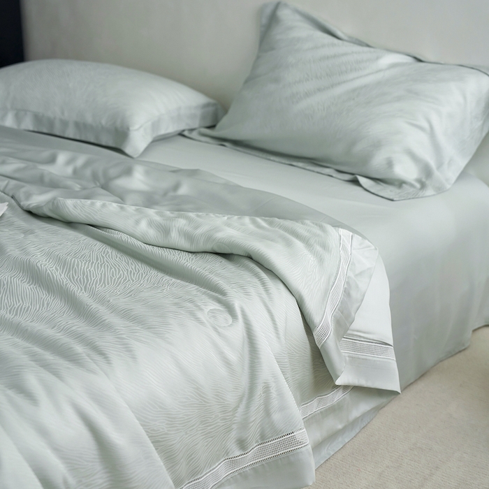 丽笙被芯 2026春夏新款A类兰精天丝提花夏被夏凉被空调被（老款延续） 耳鱼青