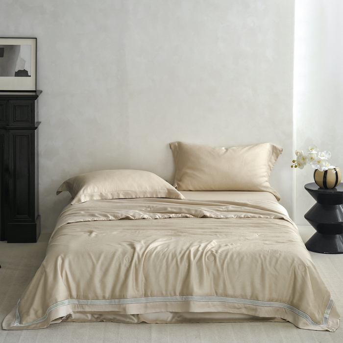 91家纺网 家纺一手货源 找家纺 丽笙被芯 2026春夏新款A类兰精天丝提花夏被夏凉被空调被（老款延续） 浅茶咖