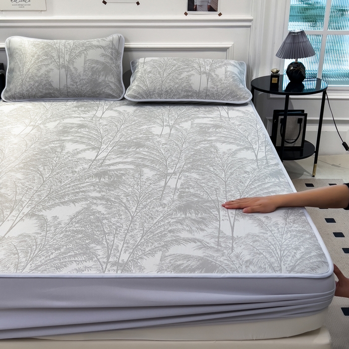 倾慕 2026新款提花凉感凉席床笠款三件套系列 森林奇境灰床笠款