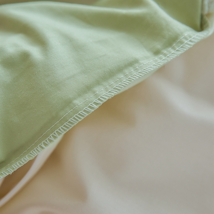 91家纺网 家纺一手货源 找家纺 恋人优选 2026新款40支13070全棉纯棉四件套 米白+清绿