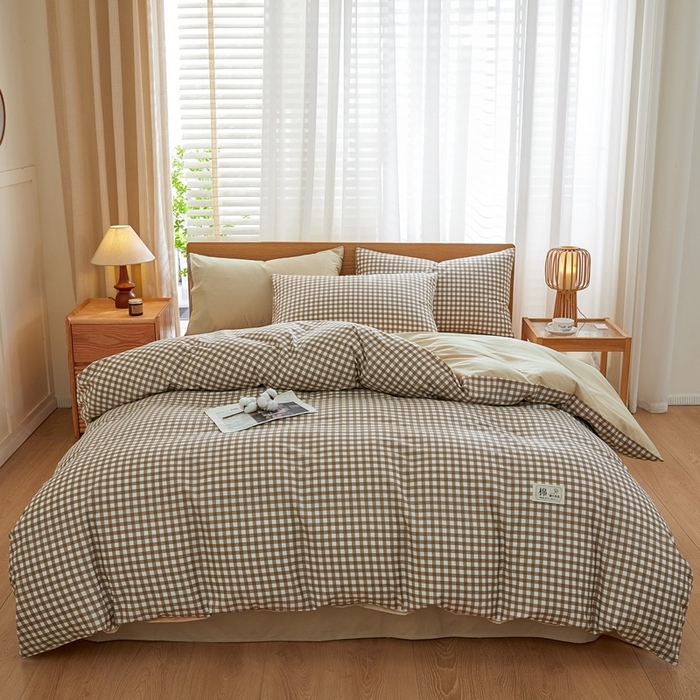 91家纺网 家纺一手货源 找家纺 恋人优选 2026新款40支13070全棉纯棉四件套 米小格