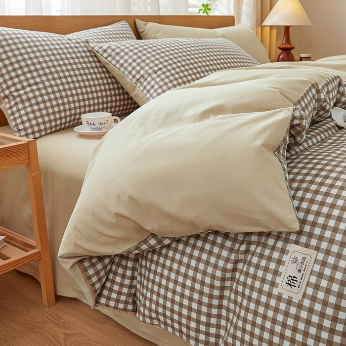 91家纺网 家纺一手货源 找家纺 恋人优选 2026新款40支13070全棉纯棉四件套 米小格