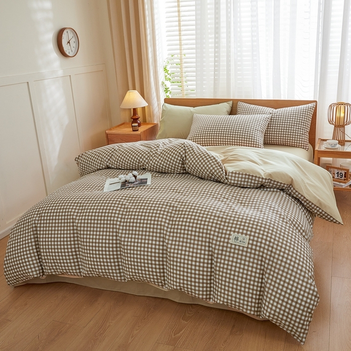 91家纺网 家纺一手货源 找家纺 恋人优选 2026新款40支13070全棉纯棉四件套 米小格