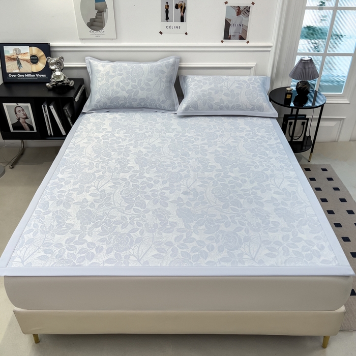 91家纺网 家纺一手货源 找家纺 （总）倾慕 2026新款提花凉感凉席床席款三件套系列