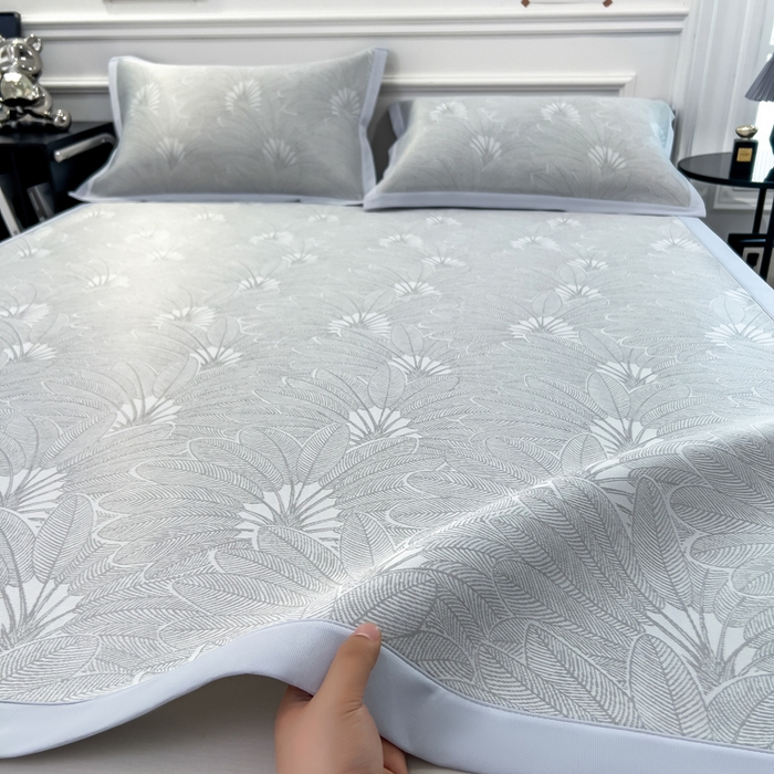 倾慕 2026新款提花凉感凉席床席款三件套系列 清风雅韵灰床席款