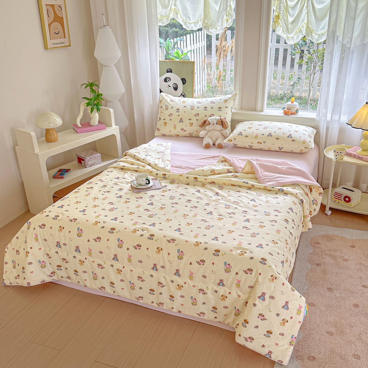 91家纺网 家纺一手货源 找家纺 万盛家纺 2026新款全棉锦氨凉感夏被夏凉被空调被 韩系小萌物