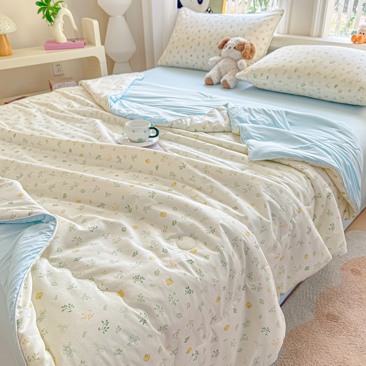 91家纺网 家纺一手货源 找家纺 万盛家纺 2026新款全棉锦氨凉感夏被夏凉被空调被 知夏