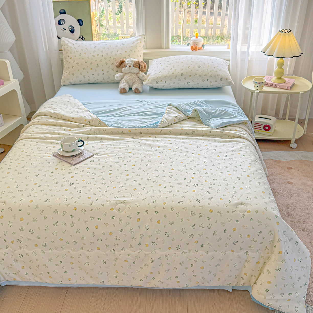 91家纺网 家纺一手货源 找家纺 万盛家纺 2026新款全棉锦氨凉感夏被夏凉被空调被 知夏