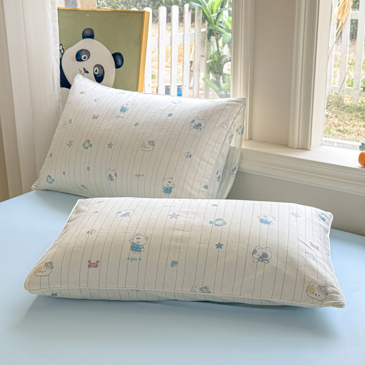 91家纺网 家纺一手货源 找家纺 万盛家纺 2026新款全棉锦氨凉感夏被夏凉被空调被 小猫钓鱼