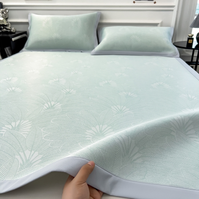 倾慕 2026新款提花凉感凉席床席款三件套系列 清风雅韵绿床席款