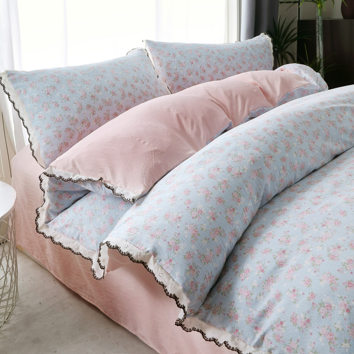 91家纺网 家纺一手货源 找家纺 （总）三悦四季 2026春夏新款小清新云感皱皱纱四件套