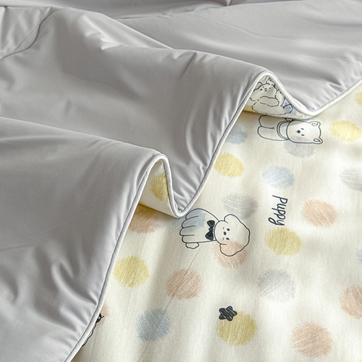 91家纺网 家纺一手货源 找家纺 万盛家纺 2026新款全棉锦氨凉感夏被夏凉被空调被 顽皮狗