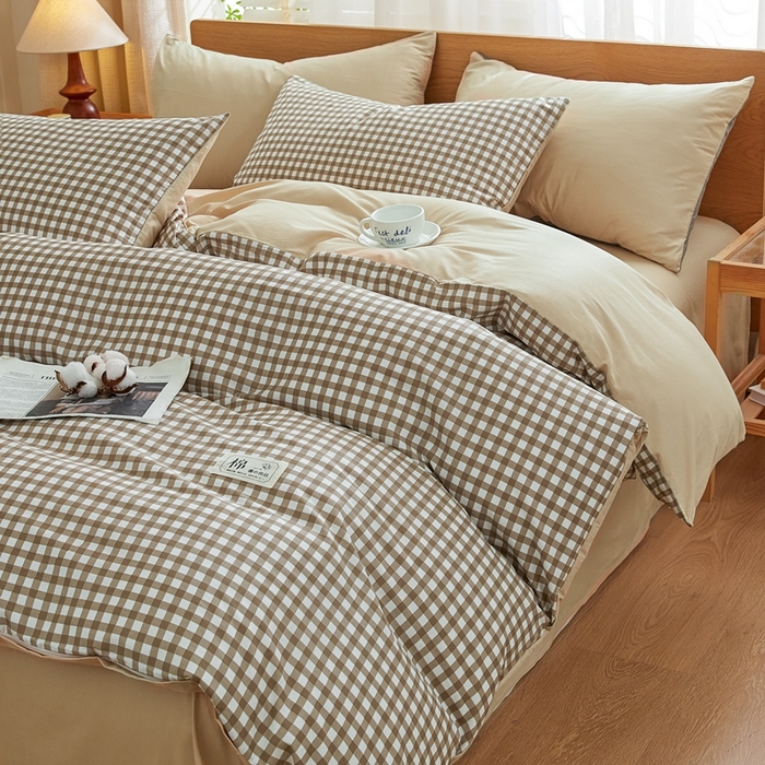 91家纺网 家纺一手货源 找家纺 恋人优选 2026新款40支13070全棉纯棉四件套 米小格