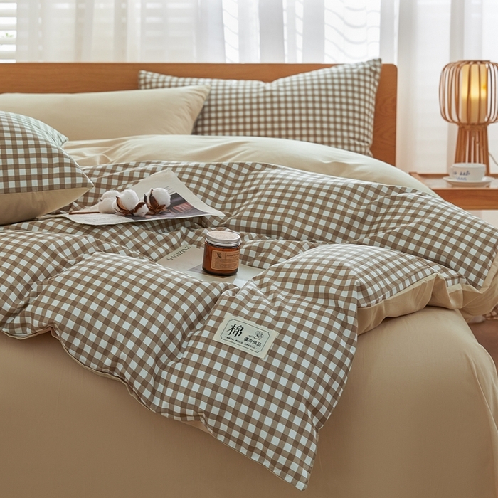 91家纺网 家纺一手货源 找家纺 恋人优选 2026新款40支13070全棉纯棉四件套 米小格