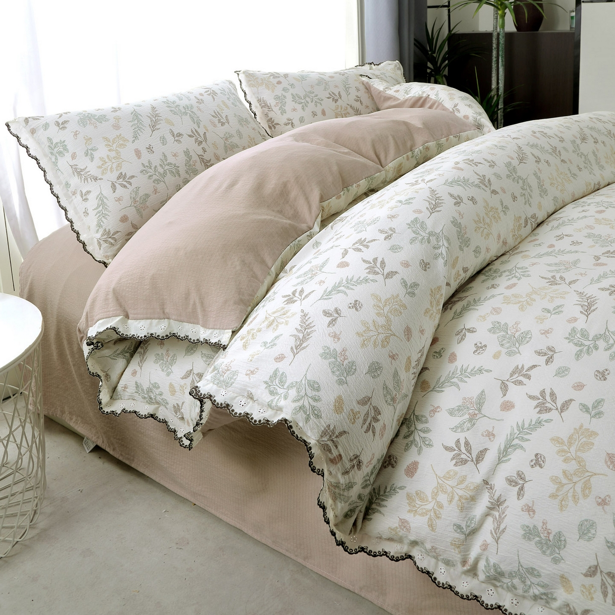 三悦四季 2026春夏新款小清新云感皱皱纱四件套 春晓