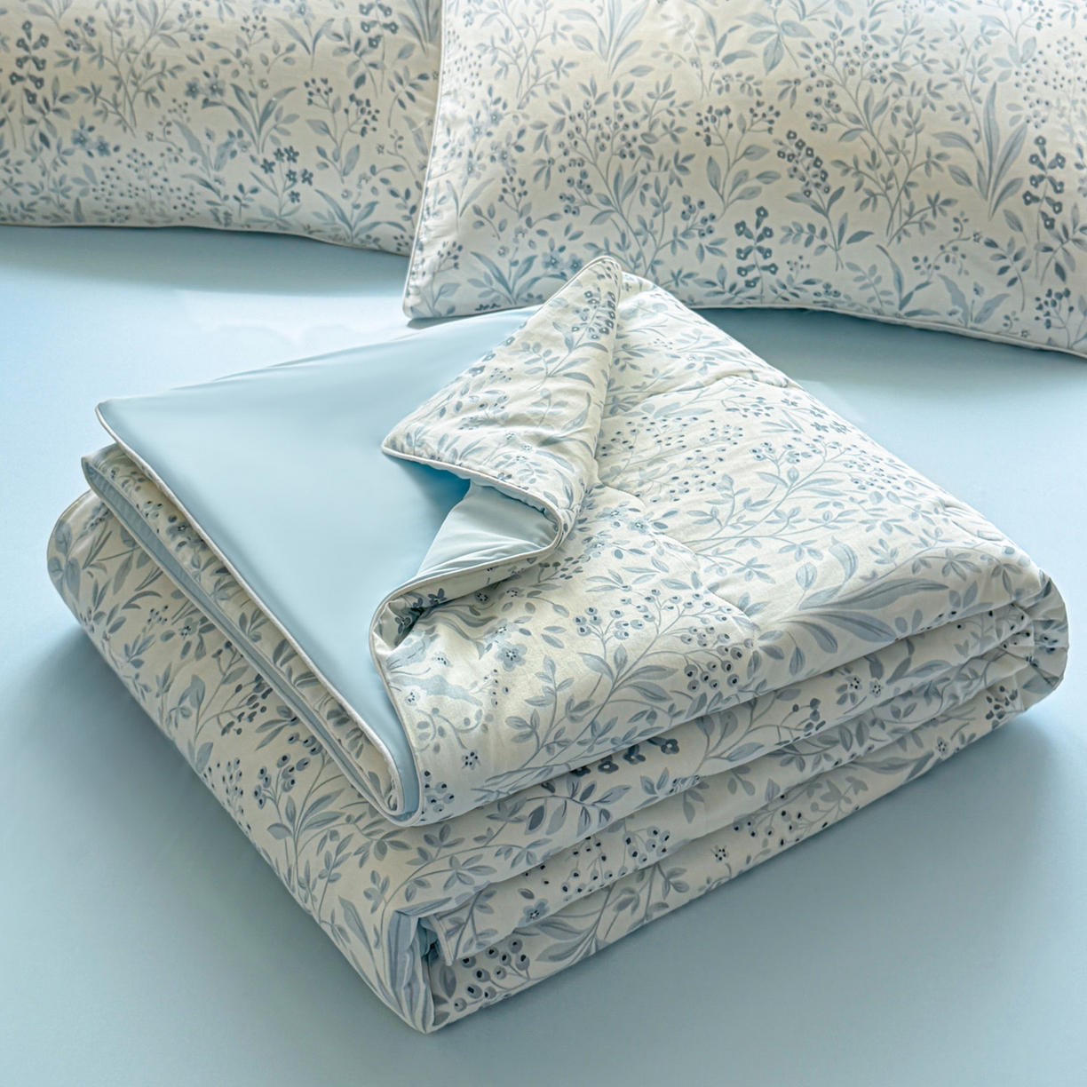 万盛家纺 2026新款全棉锦氨凉感夏被夏凉被空调被 蓝沫