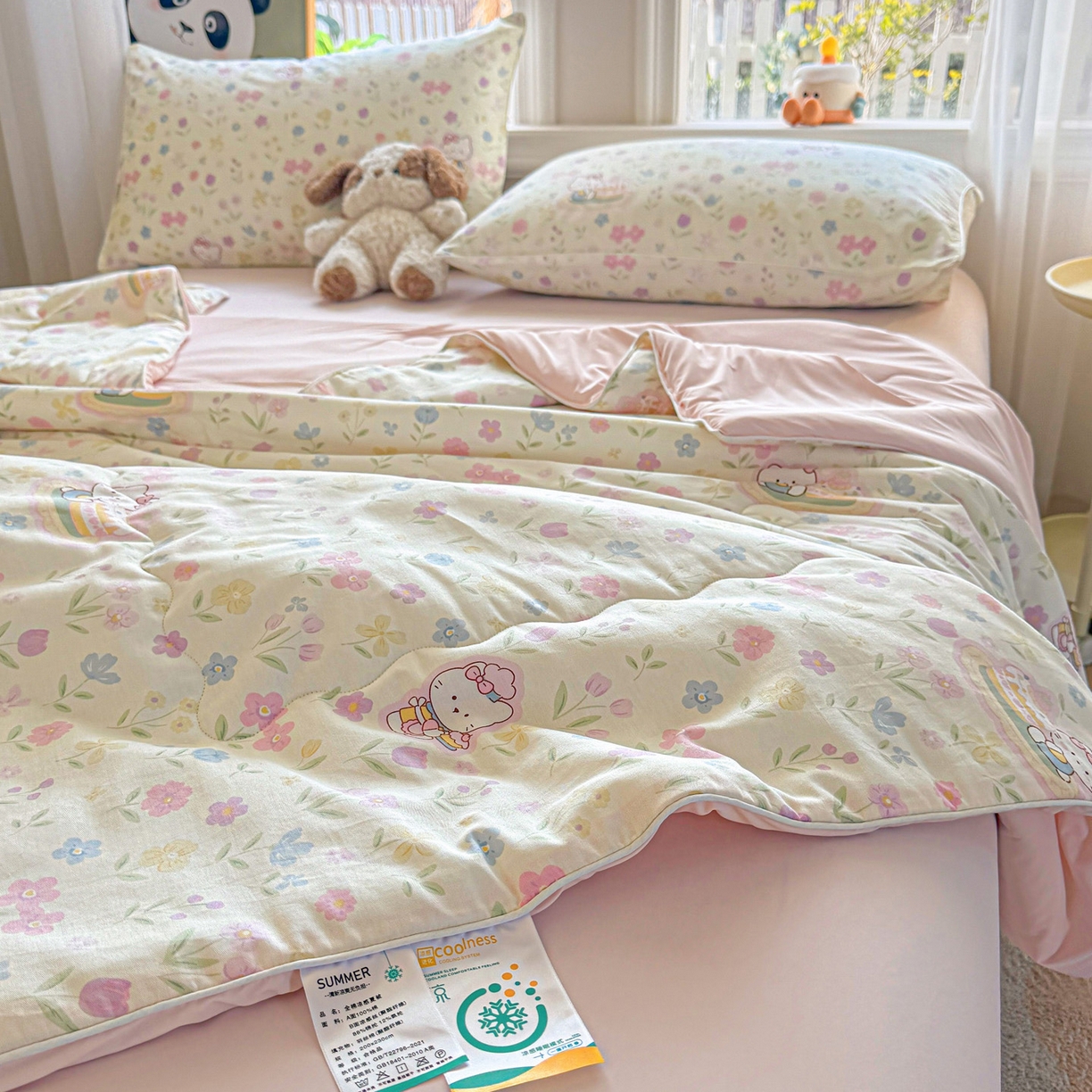 91家纺网 家纺一手货源 找家纺 万盛家纺 2026新款全棉锦氨凉感夏被夏凉被空调被 凯蒂甜品会