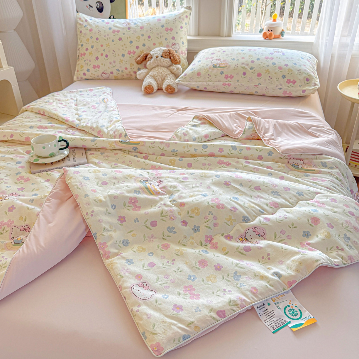 91家纺网 家纺一手货源 找家纺 万盛家纺 2026新款全棉锦氨凉感夏被夏凉被空调被 凯蒂甜品会