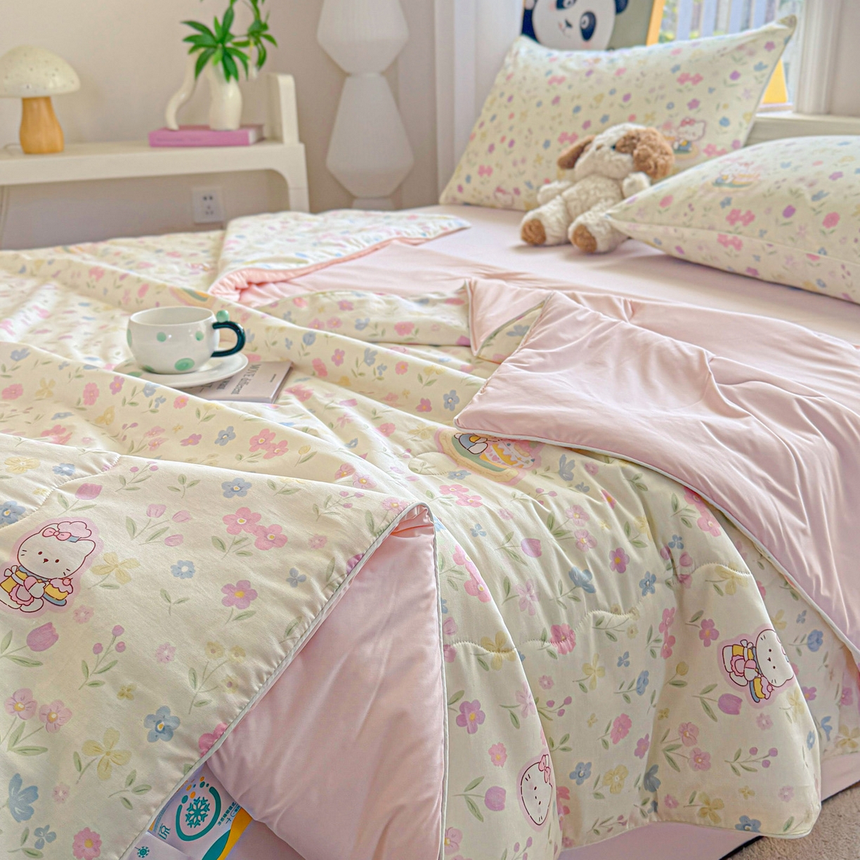 91家纺网 家纺一手货源 找家纺 万盛家纺 2026新款全棉锦氨凉感夏被夏凉被空调被 凯蒂甜品会