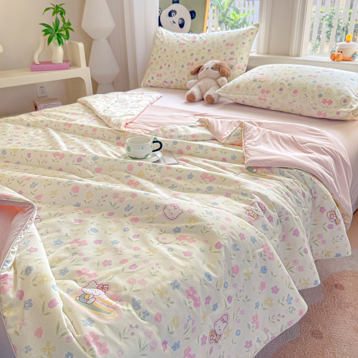 91家纺网 家纺一手货源 找家纺 万盛家纺 2026新款全棉锦氨凉感夏被夏凉被空调被 凯蒂甜品会