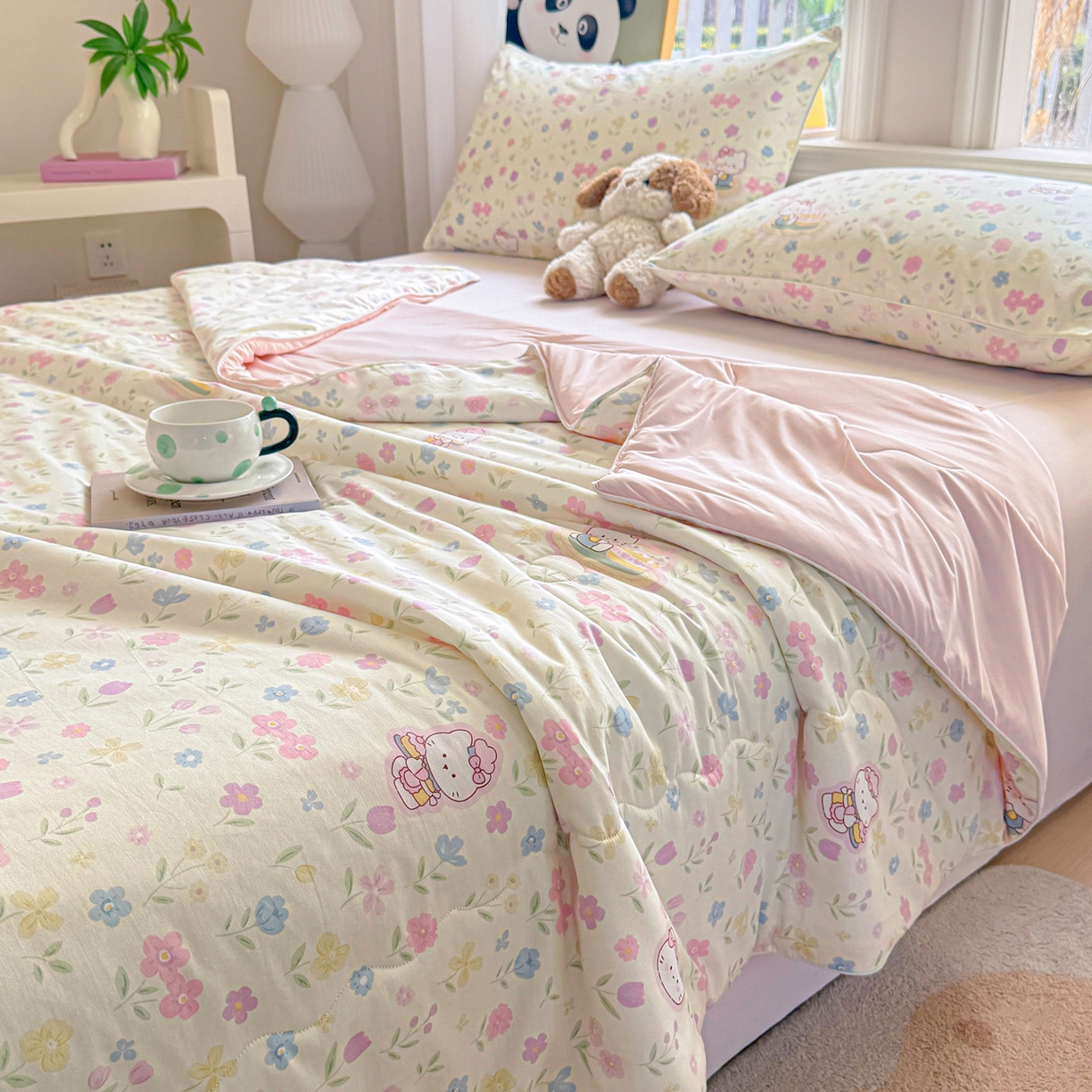 91家纺网 家纺一手货源 找家纺 万盛家纺 2026新款全棉锦氨凉感夏被夏凉被空调被 凯蒂甜品会