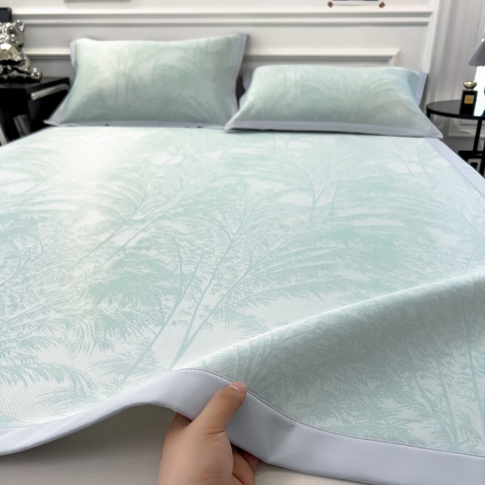 倾慕 2026新款提花凉感凉席床席款三件套系列 森林奇境绿床席款