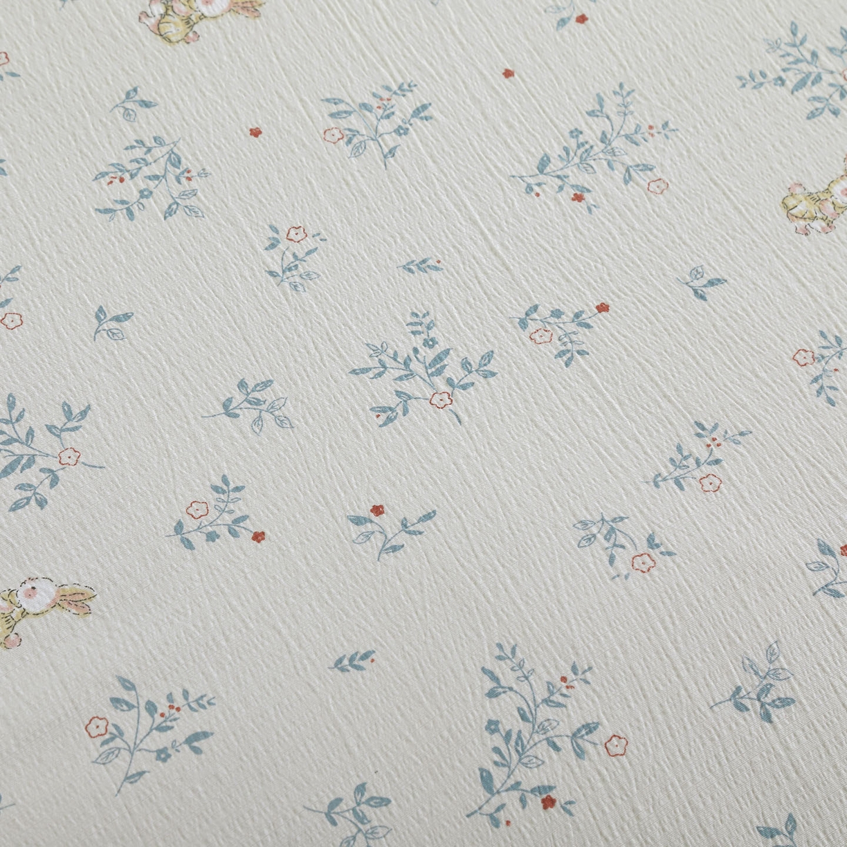 91家纺网 家纺一手货源 找家纺 三悦四季 2026春夏新款小清新云感皱皱纱四件套 青蓝小兔