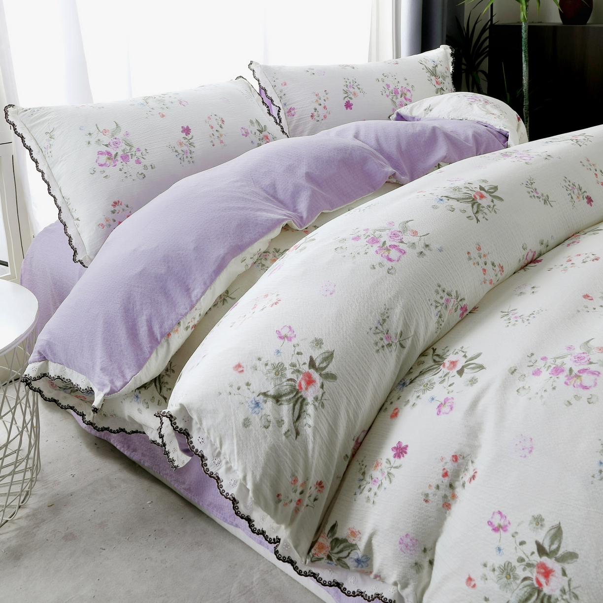 三悦四季 2026春夏新款小清新云感皱皱纱四件套 写伊兰