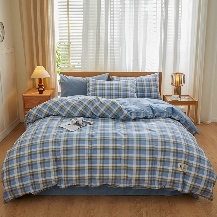 91家纺网 家纺一手货源 找家纺 恋人优选 2026新款40支13070全棉纯棉四件套 莫妮蓝