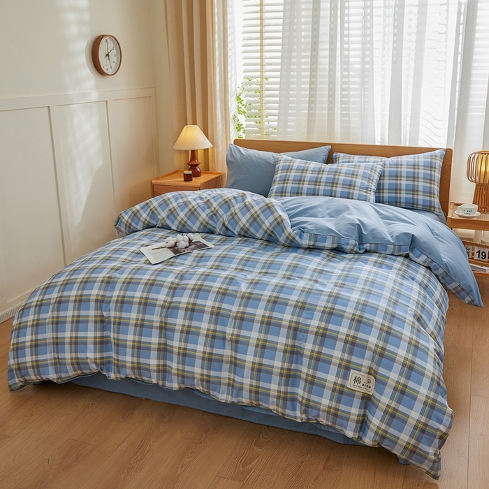 91家纺网 家纺一手货源 找家纺 恋人优选 2026新款40支13070全棉纯棉四件套 莫妮蓝