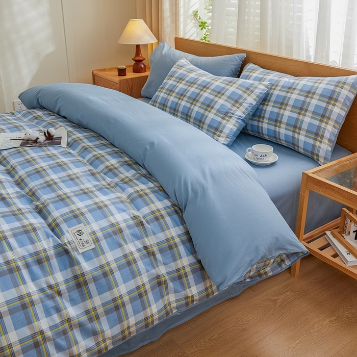 91家纺网 家纺一手货源 找家纺 恋人优选 2026新款40支13070全棉纯棉四件套 莫妮蓝