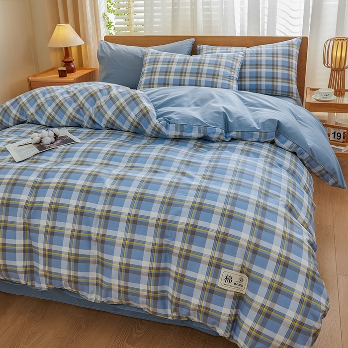 91家纺网 家纺一手货源 找家纺 恋人优选 2026新款40支13070全棉纯棉四件套 莫妮蓝