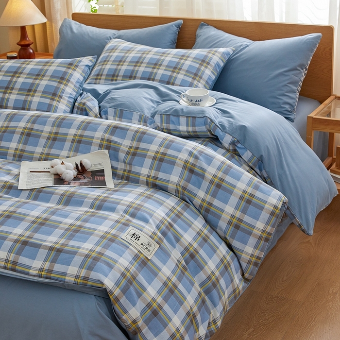 91家纺网 家纺一手货源 找家纺 恋人优选 2026新款40支13070全棉纯棉四件套 莫妮蓝