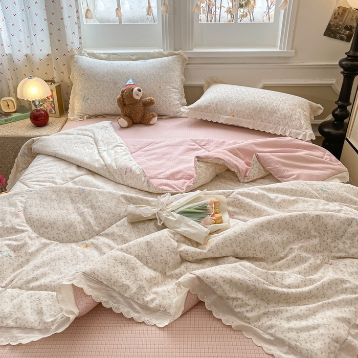 91家纺网 家纺一手货源 找家纺 老帅的工厂店 2026新款A类古棉花边抗菌夏被 碟栖