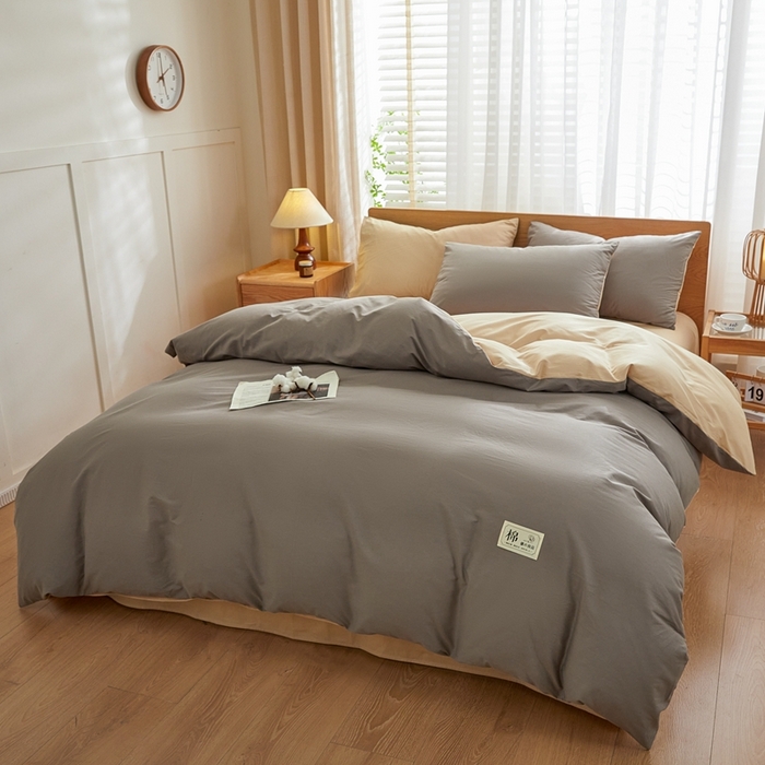 91家纺网 家纺一手货源 找家纺 恋人优选 2026新款40支13070全棉纯棉四件套 浅灰+卡其