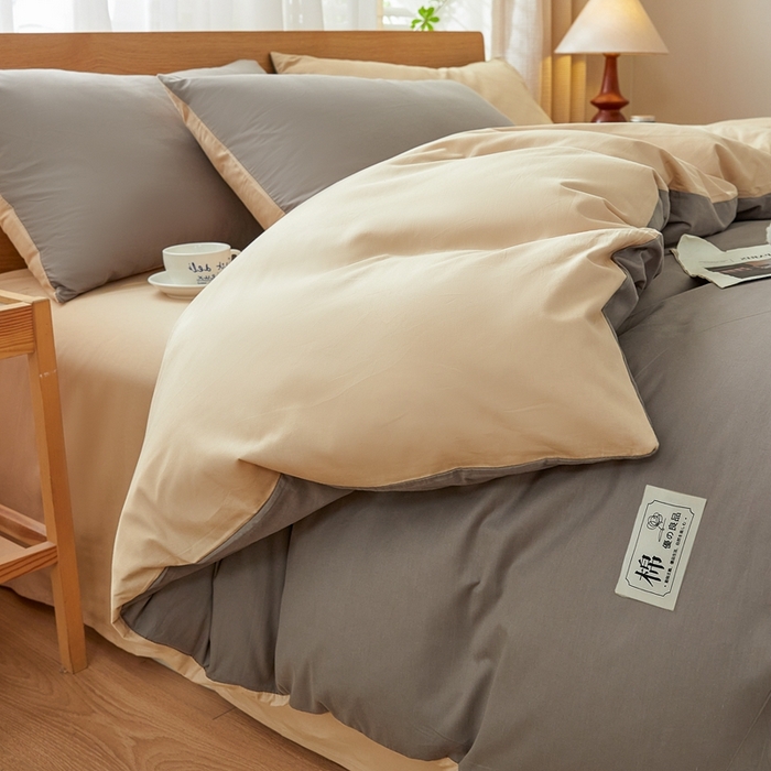 91家纺网 家纺一手货源 找家纺 恋人优选 2026新款40支13070全棉纯棉四件套 浅灰+卡其