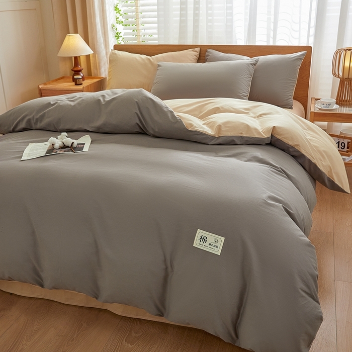 91家纺网 家纺一手货源 找家纺 恋人优选 2026新款40支13070全棉纯棉四件套 浅灰+卡其