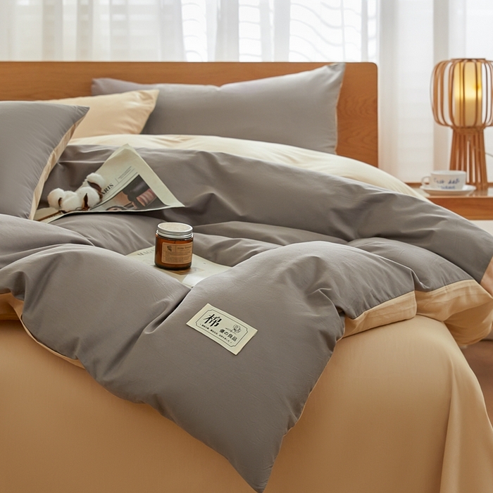 91家纺网 家纺一手货源 找家纺 恋人优选 2026新款40支13070全棉纯棉四件套 浅灰+卡其