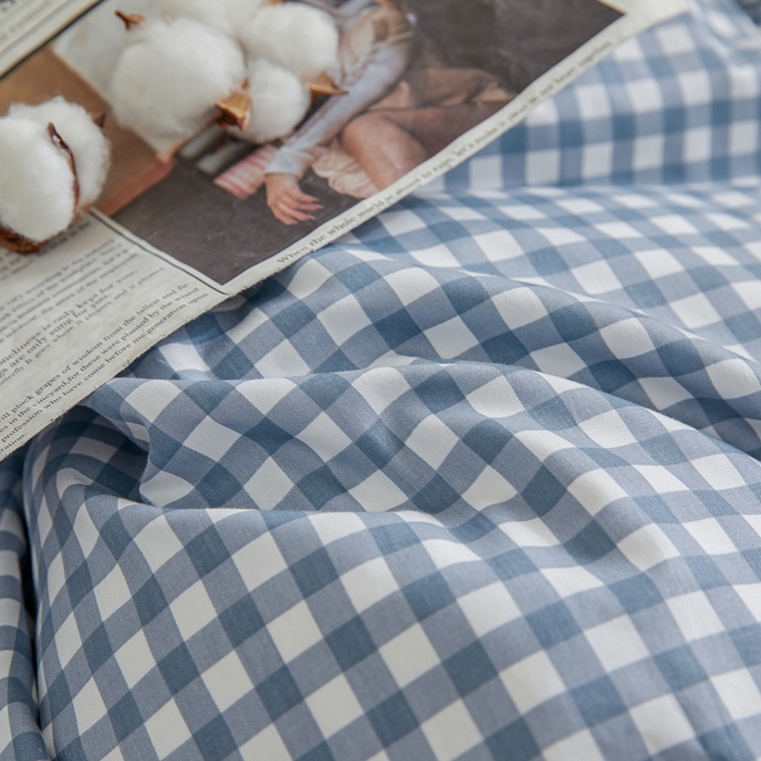 91家纺网 家纺一手货源 找家纺 恋人优选 2026新款40支13070全棉纯棉四件套 浅蓝小格