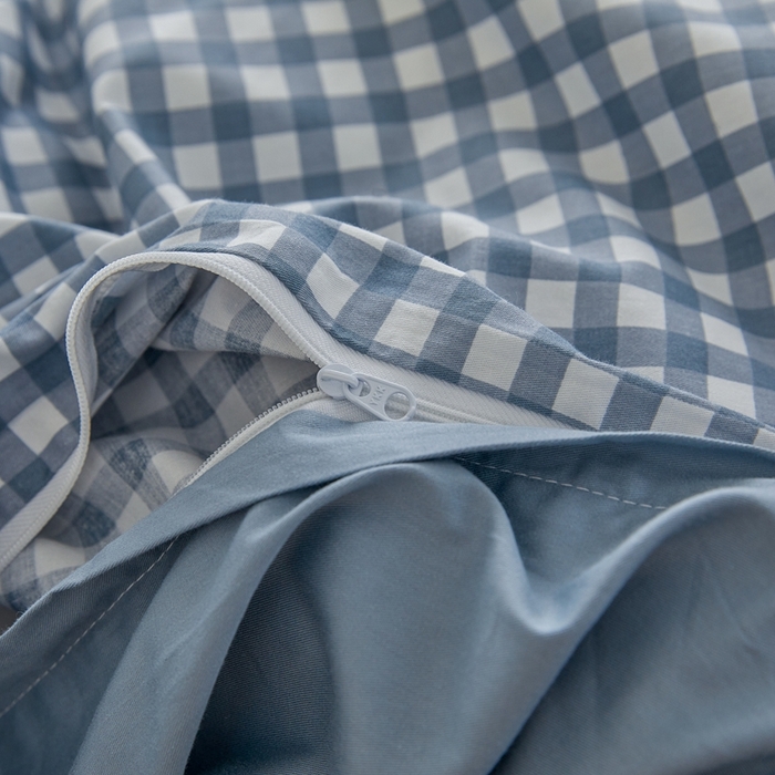 91家纺网 家纺一手货源 找家纺 恋人优选 2026新款40支13070全棉纯棉四件套 浅蓝小格