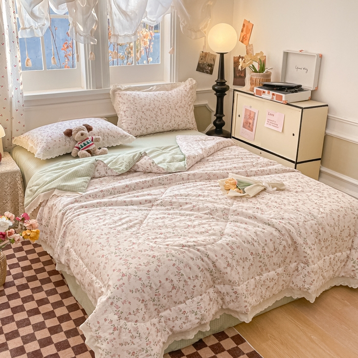 91家纺网 家纺一手货源 找家纺 老帅的工厂店 2026新款A类古棉花边抗菌夏被 粉蔷织