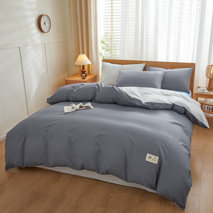 91家纺网 家纺一手货源 找家纺 恋人优选 2026新款40支13070全棉纯棉四件套 太灰+梅兰