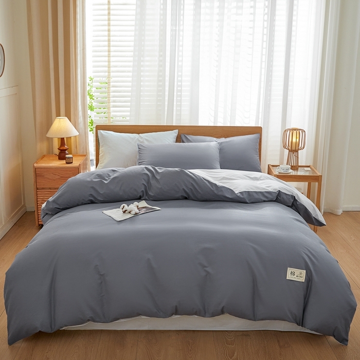 91家纺网 家纺一手货源 找家纺 恋人优选 2026新款40支13070全棉纯棉四件套 太灰+梅兰