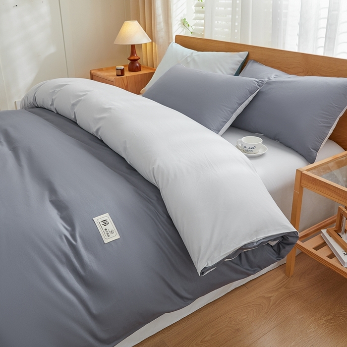 91家纺网 家纺一手货源 找家纺 恋人优选 2026新款40支13070全棉纯棉四件套 太灰+梅兰